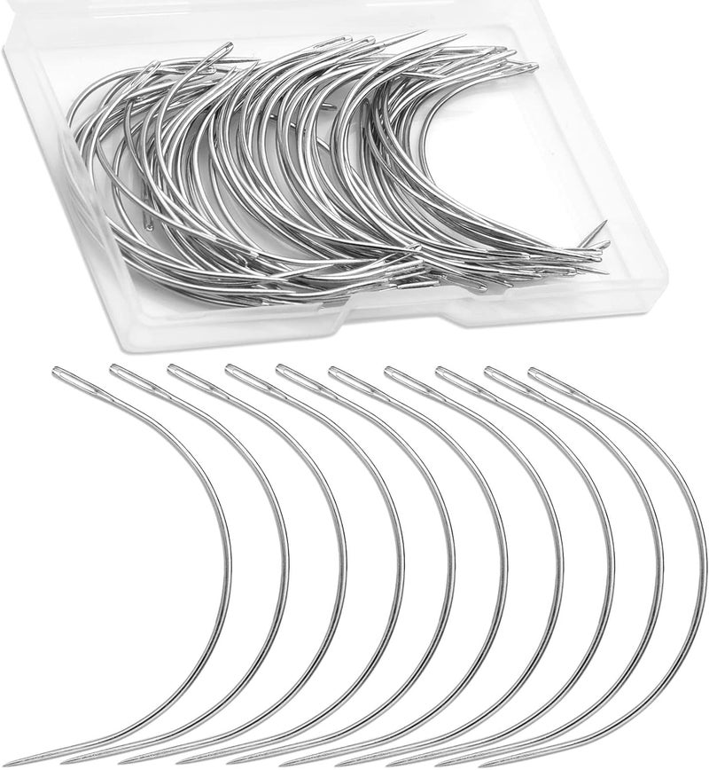 ZMAAGG 50 PCS Curved Needles, Sewing Needles, Leather and Weaving Needles for Carpet Leather Canvas Repairing, Blocking Knitting, Modelling and Crafts - Image 1